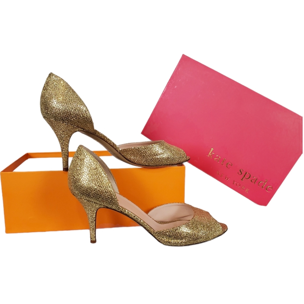 Kate Spade Gold Starlight Glitter "Sage" Heel